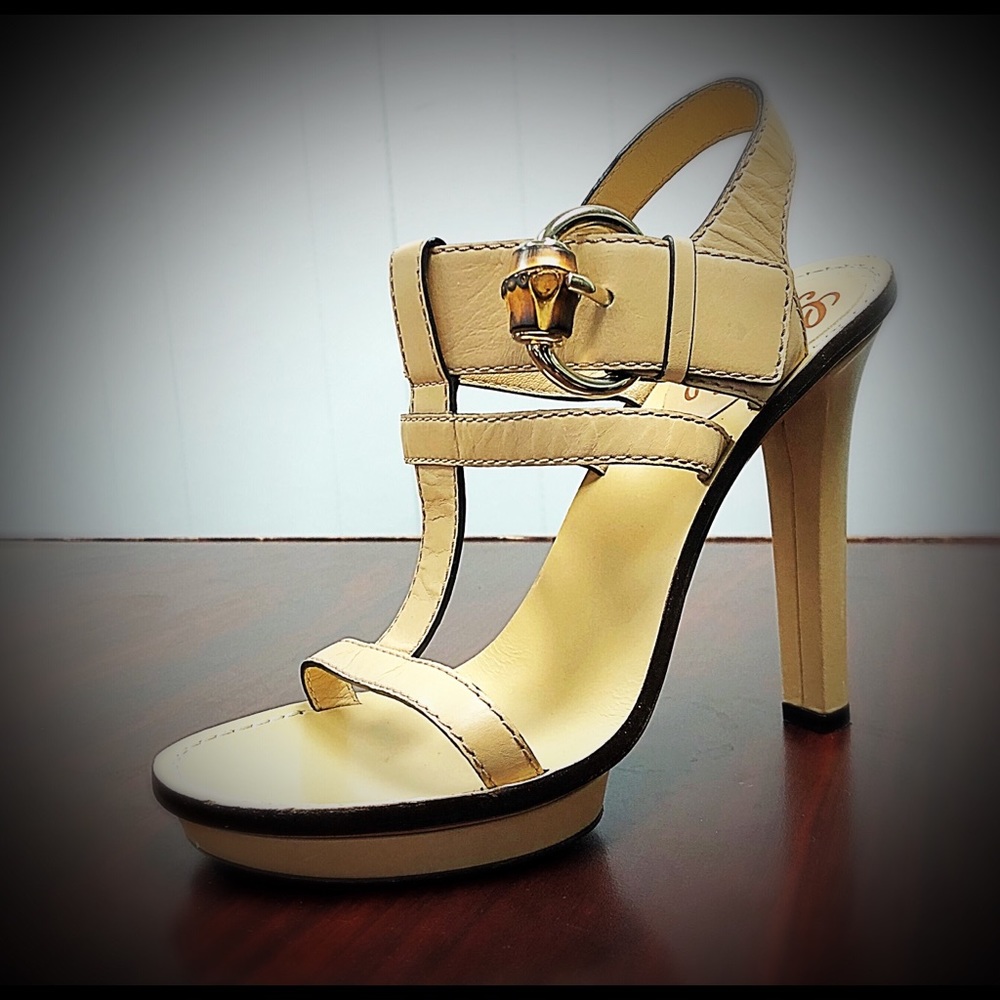 GUCCI Bamboo Buckle Sandals, Size 36.5